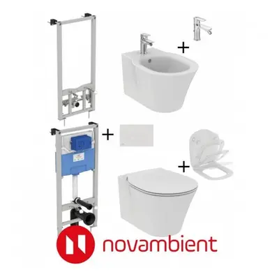 Set vas Wc Ideal Standard Connect Air Aquablade + capac + bideu cu baterie + rezervor Prosys 120