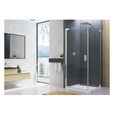 Cabina dus SanSwiss Cadura CA1C+CAT1 usa batanta + perete fix - Culoare Argintiu