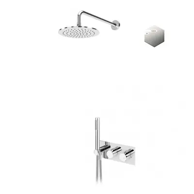 Set baterie dus incastrata termostatata Bruma Leaf, cu kit montare - Culoare square_1_1_chrome