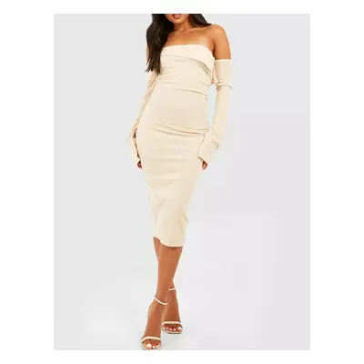 Rochie medie Boohoo, crem