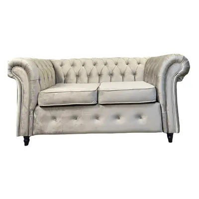 Canapea Fixa Chesterfield, 200x100x75cm, 2 locuri, Velutto 02 Beige, Glasspandoor