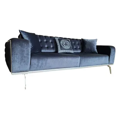 Canapea Extensibila Sahra, 230x95x80cm, 3 locuri, Luna V-23 Dark Grey, Glasspandoor