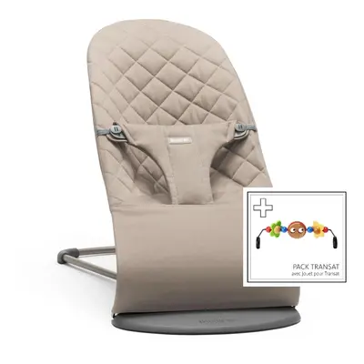 Balansoar din Bumbac pentru copii, cu bara de jucarii inclusa, BabyBjorn Bliss, Sand Grey