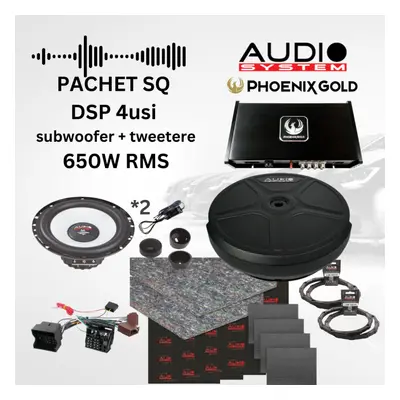 Pachet SQ - difuzoare fata + spate MX EVO cu amplificator cu DSP ZDA4.6, subwoofer roata rezerva