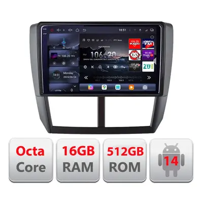 Navigatie Subaru Forester 2007-2013 Edotec Kit-SU01 8 core QLED 2K 16+512 360 Android Waze USB N