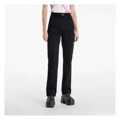 Pantaloni Calvin Klein Jeans Woven Label High Rise Straight Pant Black