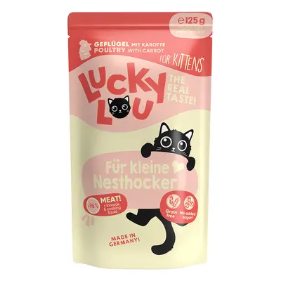 48 x 125 g Carne de pasăre Kitten Lucky Lou Hrană umedă pentru pisici