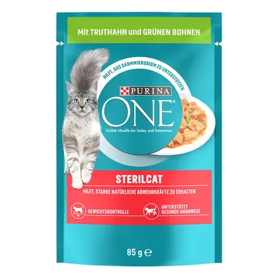 52x85g Curcan & fasole verde Sterilised Purina One Hrană umedă pisici