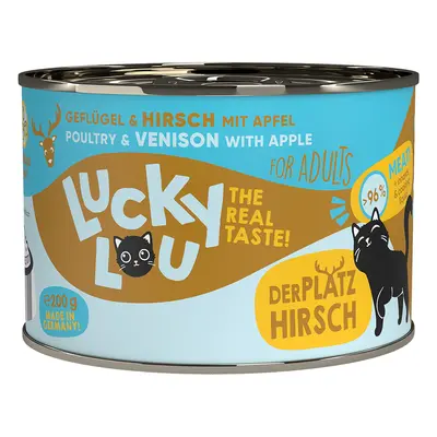 6x200g Carne de pasăre și cerb Adult Lucky Lou Hrană umedă pisici