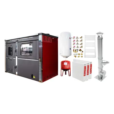 Pachet incalzire si apa calda 2 camere Termosemineu FORNELLO STAR Red 34 kw pe combustibil solid