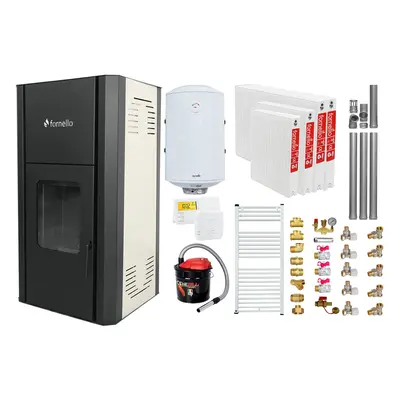 Pachet Termosemineu peleti Fornello Primo Pellet 25 kw, complet echipat, pompa circulatie, vas e