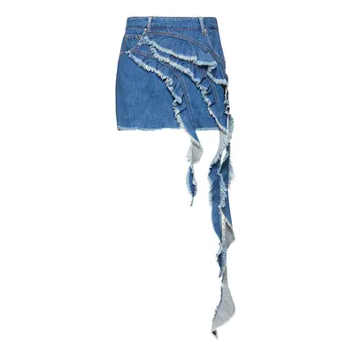 Denim Mini Skirt W/ Ruches