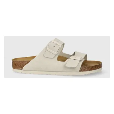 Birkenstock papuci din piele Arizona femei, culoarea bej