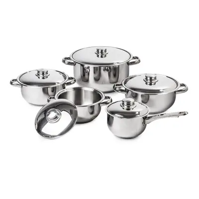 4Home set oale inox cu capac inox Destiny, 10 piese