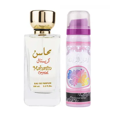 Set Mahasin Crystal, apa de parfum 100 ml si deodorant 50 ml, femei