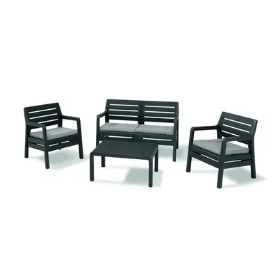 Set mobilier de gradina Delano - imitatie lemn - Grafit / Gri-rece