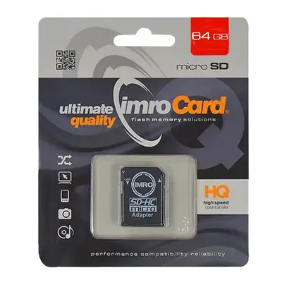 Card IMRO MicroSD HC 64 GB clasa 10 cu adaptor SD