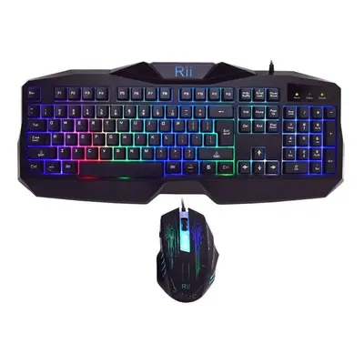 Kit tastatura si mouse gaming, iluminata, USB, 104 taste, Rii