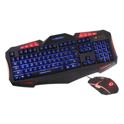 Kit tastatura si mouse gaming Esperanza Shelter, USB 2.0, iluminare led, 2400 DPI, 46,8 x 22 x 3