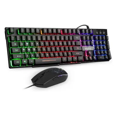 Kit tastatura si mouse gaming, iluminate 7 culori, USB, 3200 DPI, Mafiti