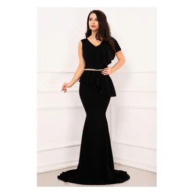 Rochie sirena de nasa Rachel eleganta neagra cu volan amplu