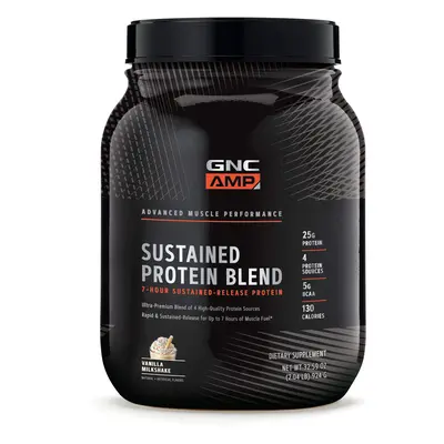 Gnc Amp Sustained Protein Blend, Amestec Proteic, Cu Aroma De Milkshake De Vanilie, 924 G