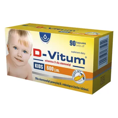 D-Vitum Kids 600 UI, vitamina D pentru sugari de peste 6 luni și copii, 90 de capsule detașabile