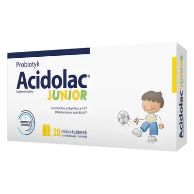 Acidolac Junior, pentru copii începând cu vârsta de 3 ani, aromă de ciocolată albă, 20 de tablet