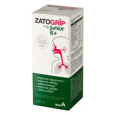 ZatoGrip Junior 6+, sirop pentru copii, aromă de zmeură, 120 ml