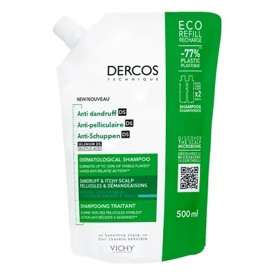 Vichy Dercos Anti Dandruff DS, șampon anti-mătreață, păr normal și gras, rezervă, 500 ml