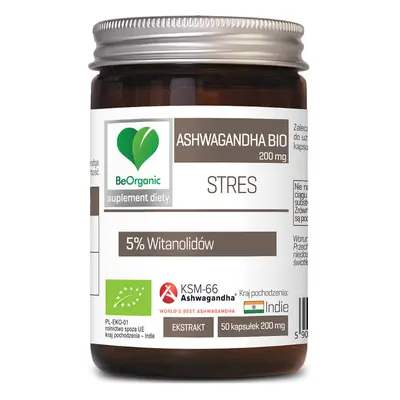 BeOrganic Ashwagandha Bio 200 mg, 5% Vitanolides, 50 capsule