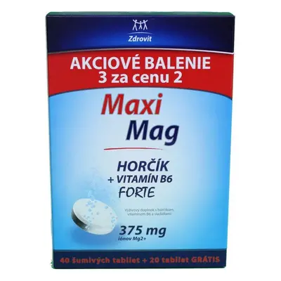 Zdrovit MaxiMag Magneziu+B6 FORTE 375 mg Pachet special, 60 comprimate efervescente