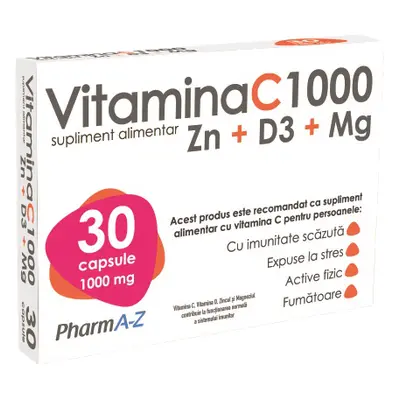 Vitamina C 1000 + Zn + D3 + Mg, 30 capsule, PharmA-Z