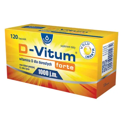 D-Vitum Forte 1000 UI, vitamina D pentru adulți și copii cu vârsta peste 6 ani, 120 capsule