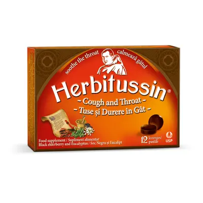 Herbitussin Tuse si Durere in gat, 12 pastile, USP Romania