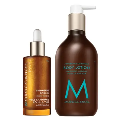 Pachet ingrijire Lotiune de corp+Ulei stralucitor, 360+50 ml, Moroccanoil