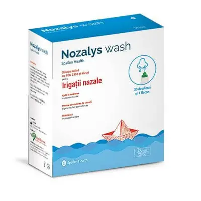 Solutie salina pentru irigatii nazale + dispozitiv Nozalys Wash, 30 plicuri + 1 flacon 240 ml, E