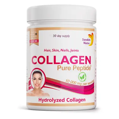 Colagen Hidrolizat Pulbere 10.000 mg Tip 1 și 3 Super Concentrat, 300g, Swedish Nutra