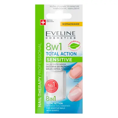 Eveline Cosmetics Nail Therapy Total Action Sensitive 8in1, balsam pentru unghii casante și frag