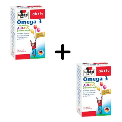 Omega 3 Vitamina A+D+E+C pentru copii, 2 x 30 capsule, Doppelherz