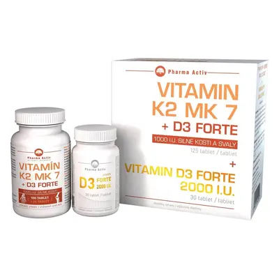 Pharma Activ Vitamina K2 MK7 + D3 Forte 125 comprimate + Vitamina D3 Forte 2000 I.U