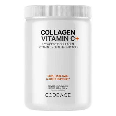 Codeage Collagen Vitamin C+, Colagen Hidrolizat cu Vitamina C si Acid Hialuronic, 283 g, GNC