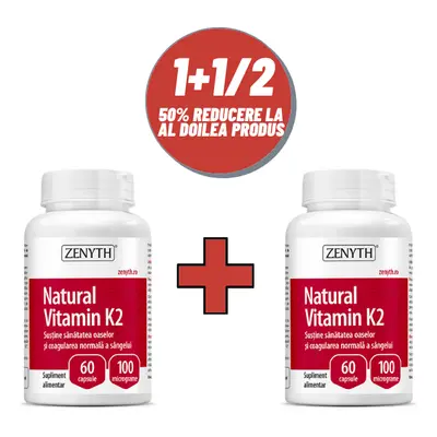 Vitamina K2, 60 + 60 capsule, Zenyth (50% reducere la al doilea produs)