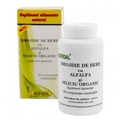 Drojdie de bere cu Alfalfa si siliciu organic, 60 tablete, Hofigal