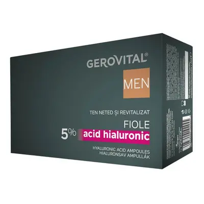 Fiole cu acid hialuronic 5% Gerovital Men, 10 fiole x 2 ml, Farmec