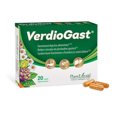 Supliment alimentar pentru arsuri gastrice VerdioGast, 20 capsule, PlantExtrakt