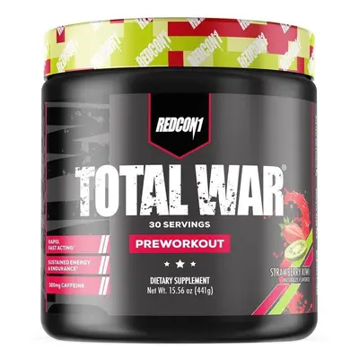 Redcon1 Total-War® Pre-Workout, Energizant Pre-Antrenament cu Aroma de Capsuni si Kiwi, 441 g, G