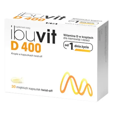 Ibuvit D 400, vitamina D pentru sugari și copii, 30 de capsule cu sistem de răsucire