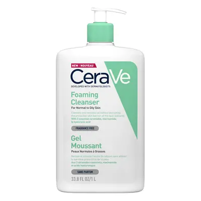 Gel de curățare spumant pentru piele normal-grasă, 1000 ml, CeraVe