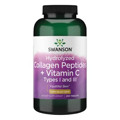 Swanson Colagen hidrolizat tipurile I și III cu vitamina C, 250 comprimate